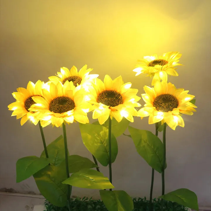 Solar Sunflowers Outside Garden Lawn Decor Light