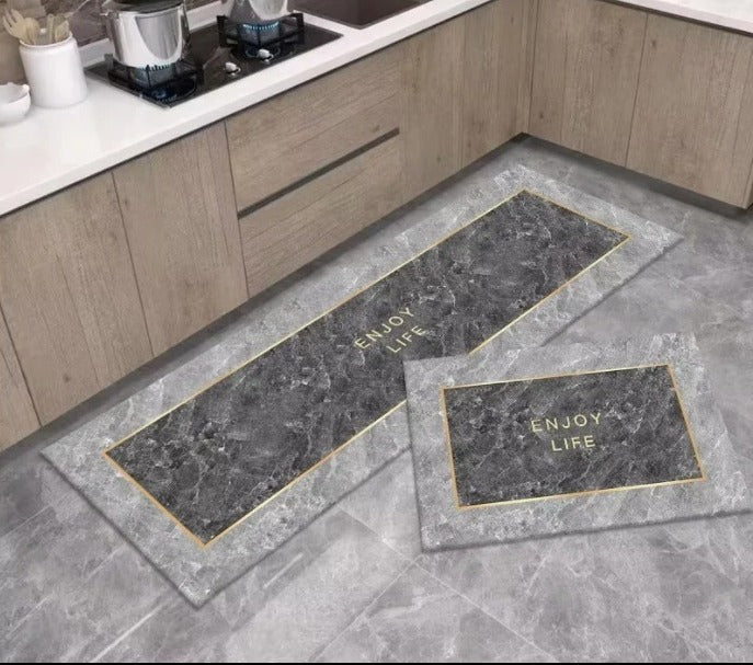 مجموعة من 2 قطعة سجادة للمطبخ، مانعة للانزلاق وقابلة للاستيعاب السريع للماء