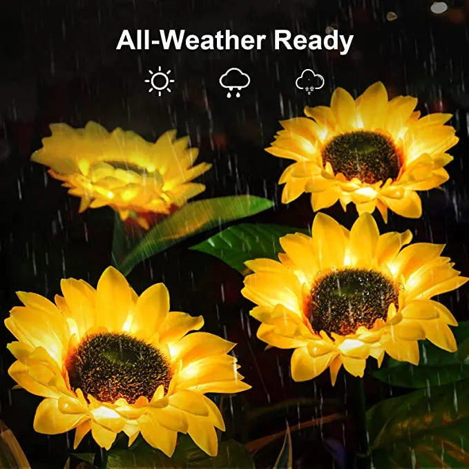Solar Sunflowers Outside Garden Lawn Decor Light all-weather ready