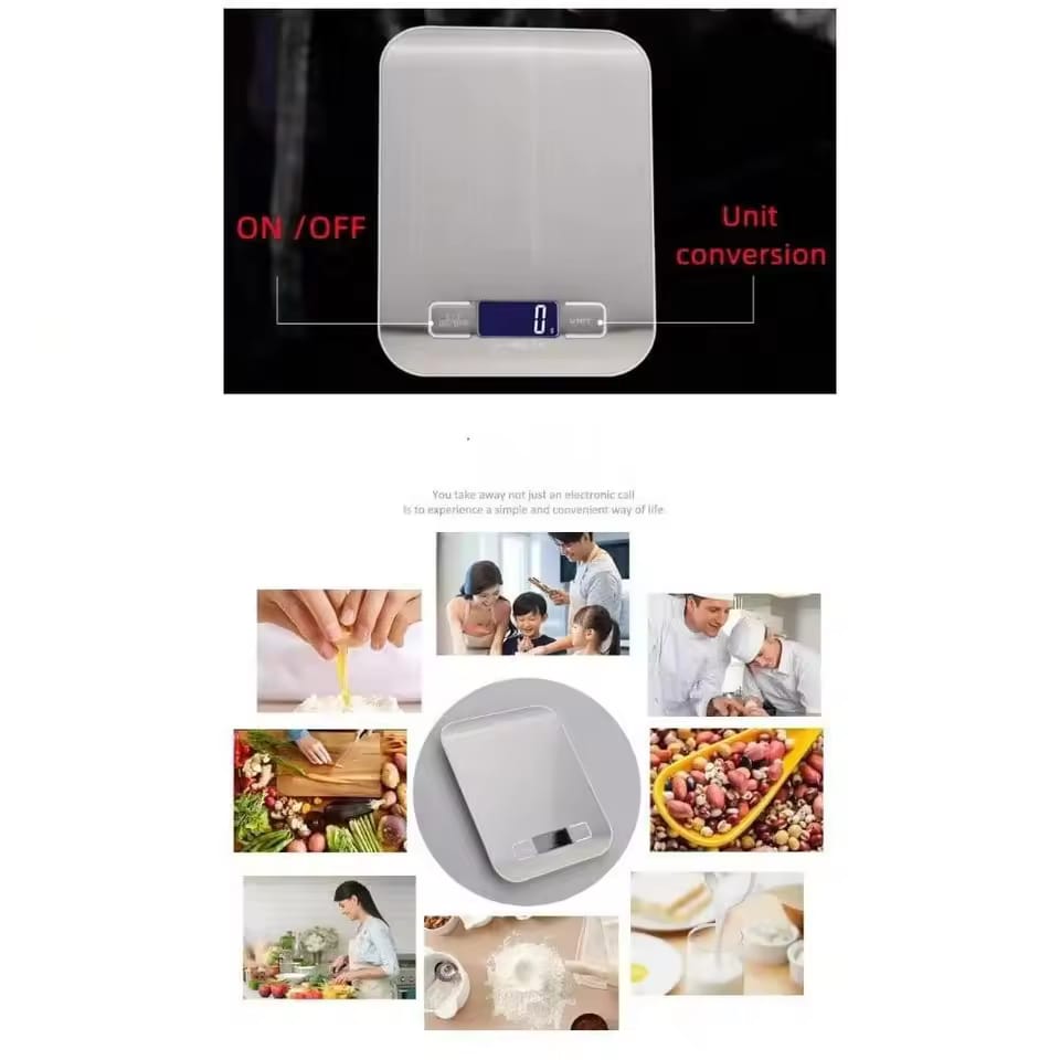 Multiple Usage Areas Of 10 Kg/ 22 lbs Stainless Steel Digital Kitchen Food Scale.
