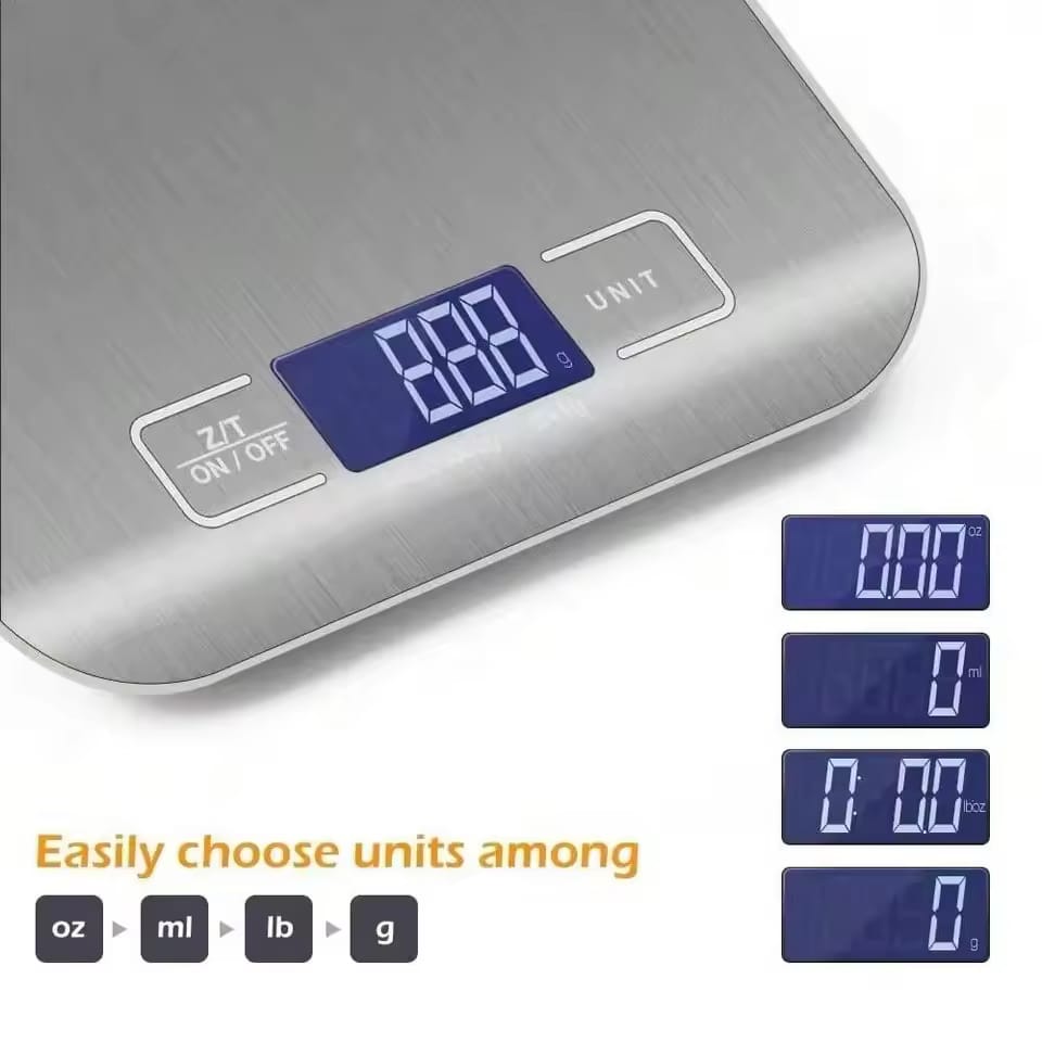 Detailed View Of 10 Kg/ 22 lbs Stainless Steel Digital Kitchen Food Scale.