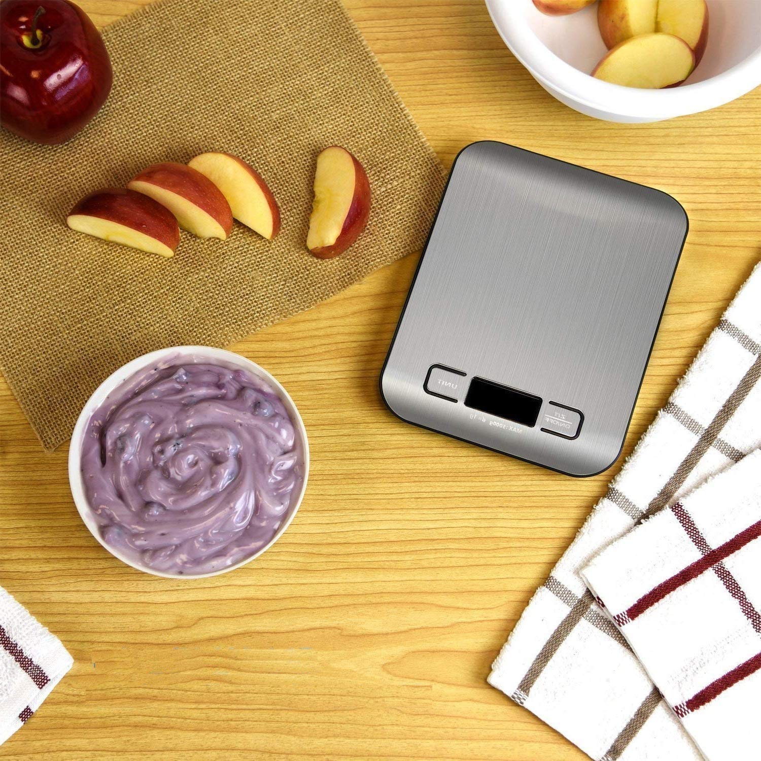 A 10 Kg/ 22 lbs Stainless Steel Digital Kitchen Food Scale.