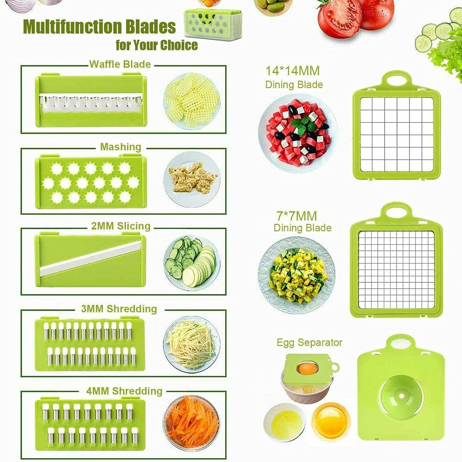 Blades Of 14 in 1 Vegetable Fruit Chopper Cutter.
