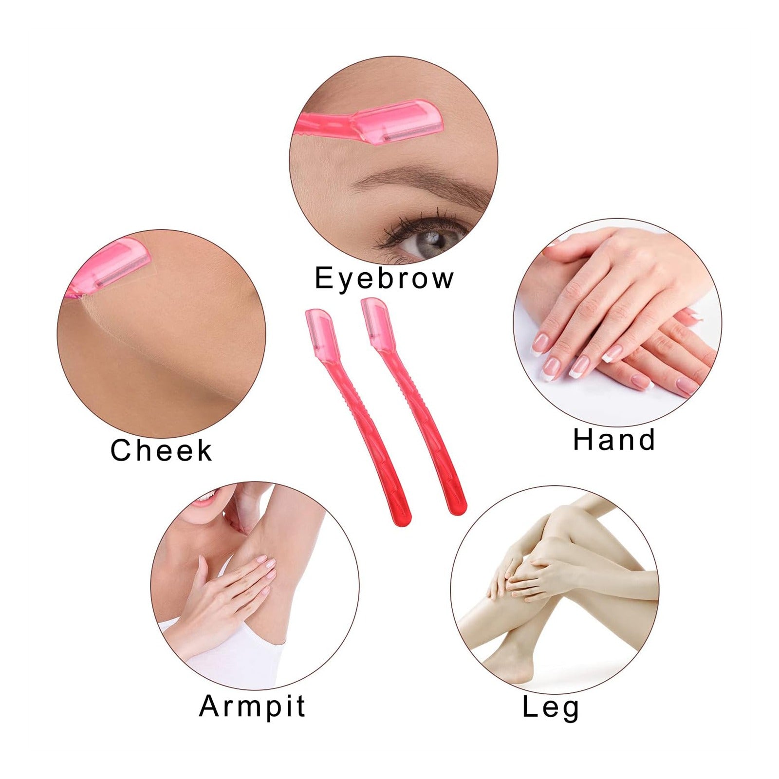 Different uses of the 16-Piece Makeup Brushes Set Kit with Premium Synthetic Bristles and an Eyebrow Razor