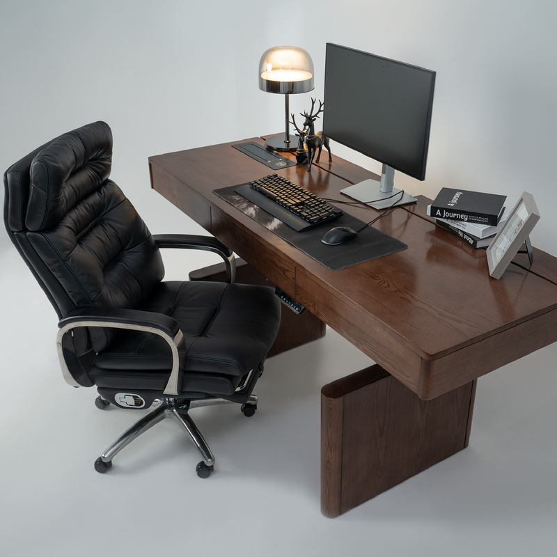 Adjustable Electric Office Chair placed in front of an office desk