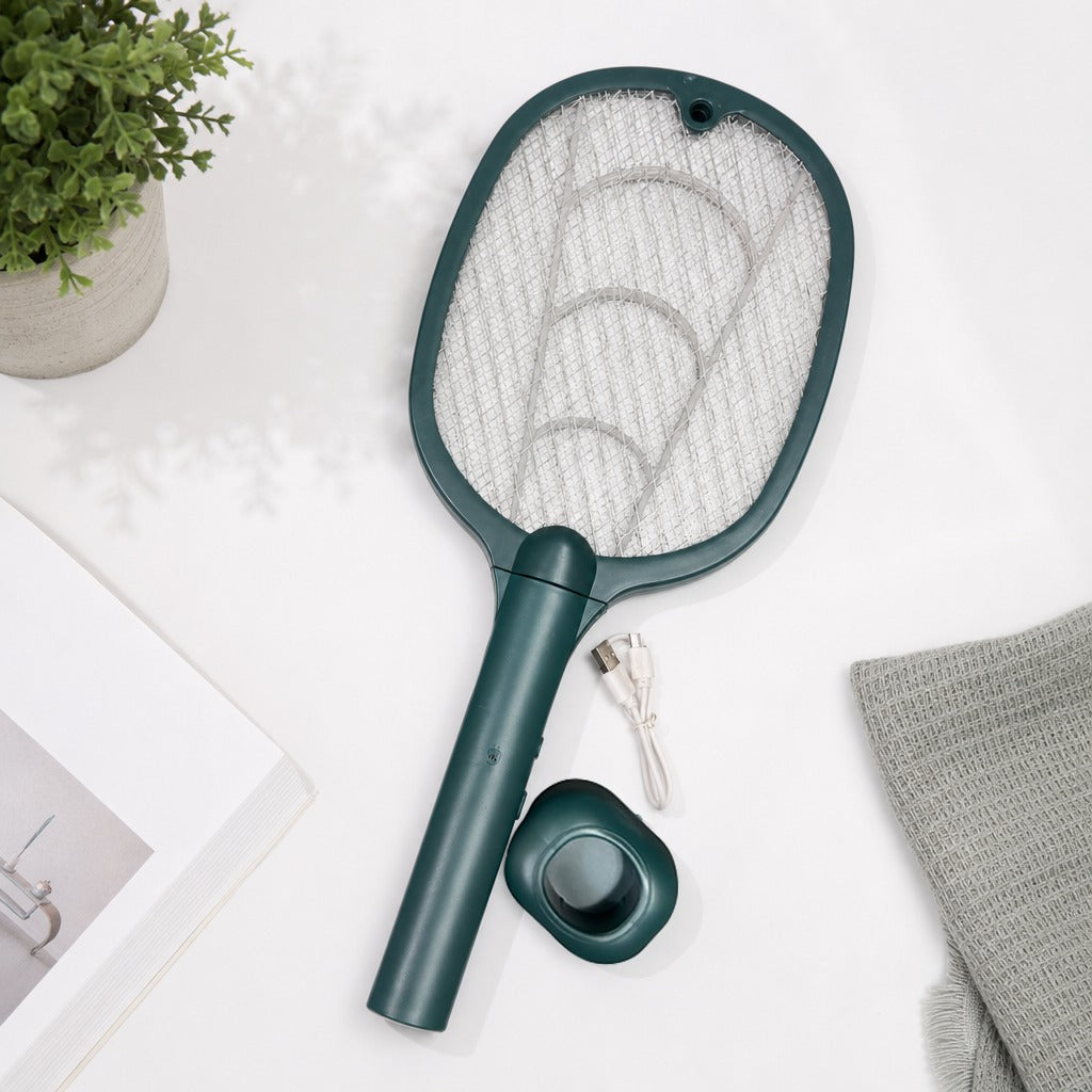 2-in-1 Electric Mosquito Swatter Racket with UV Mosquito Lamp.