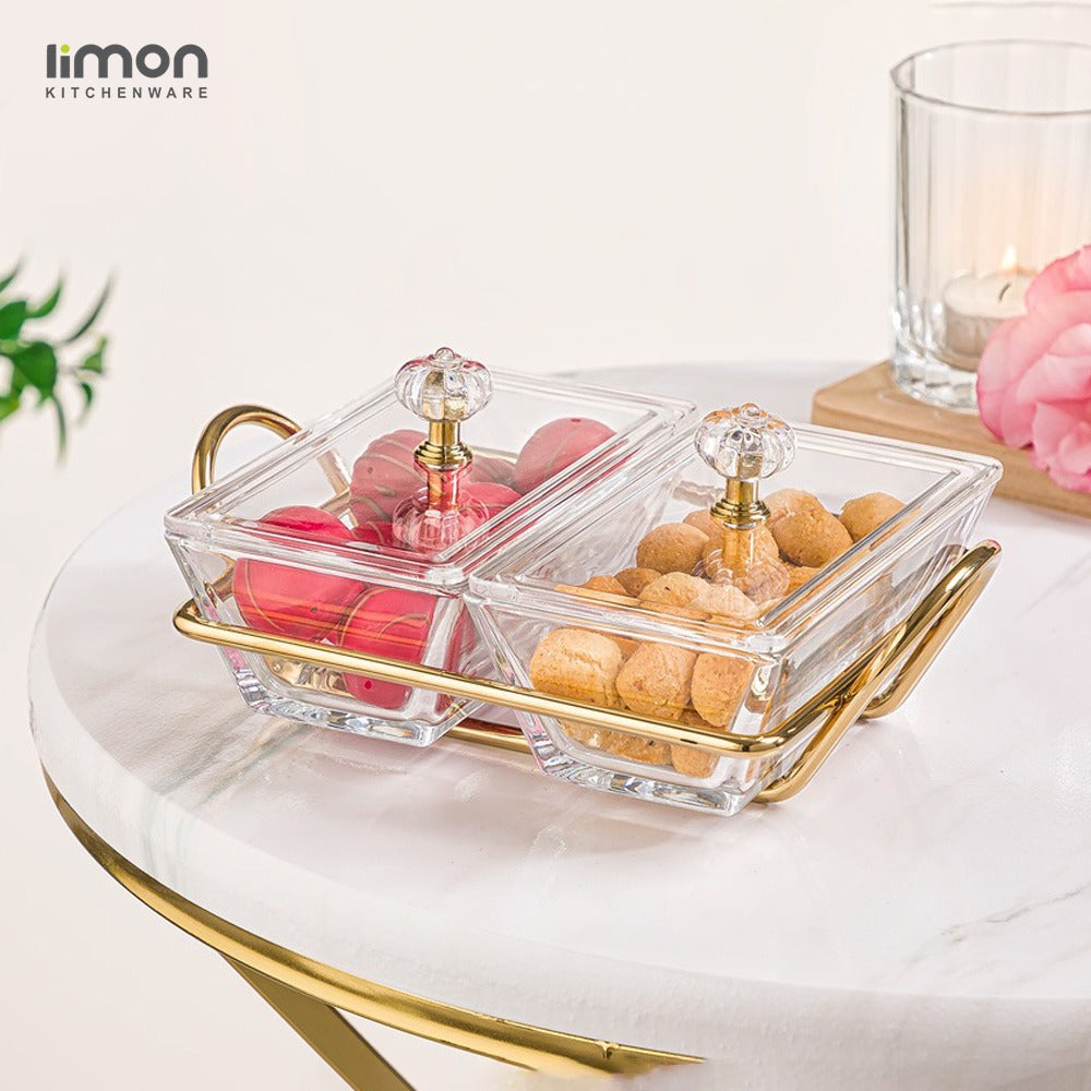 2 Section Fruit Nuts Serving Plate.