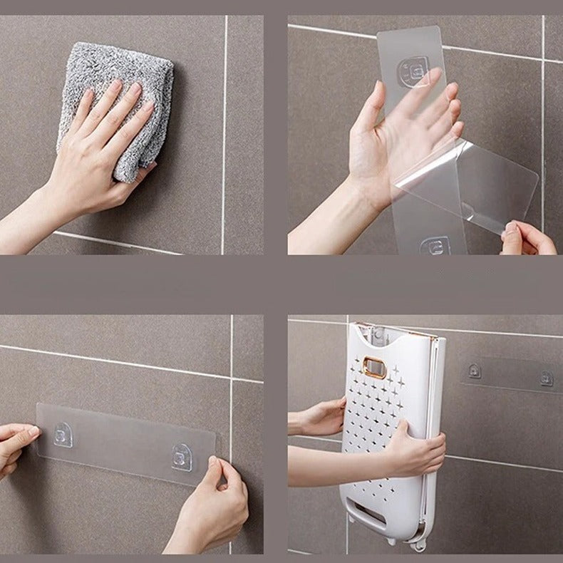 Someone is placing 2 Tier Laundry Baskets with Wheels