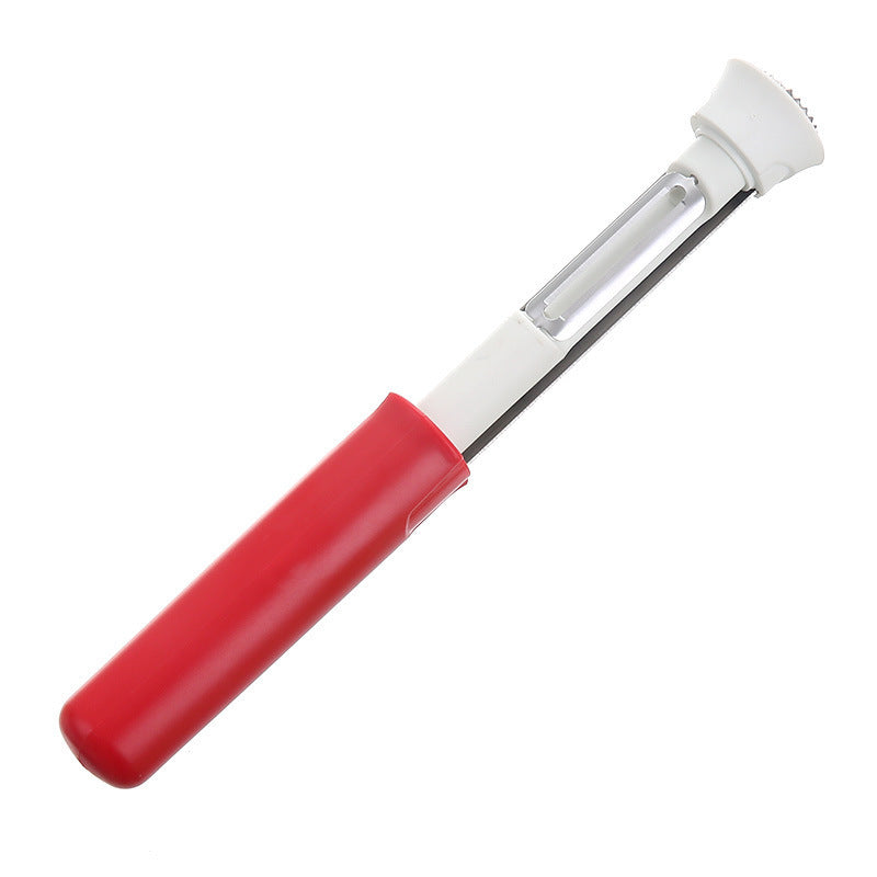 A 2 in 1 Fruit Peeler Corer in Red Color.