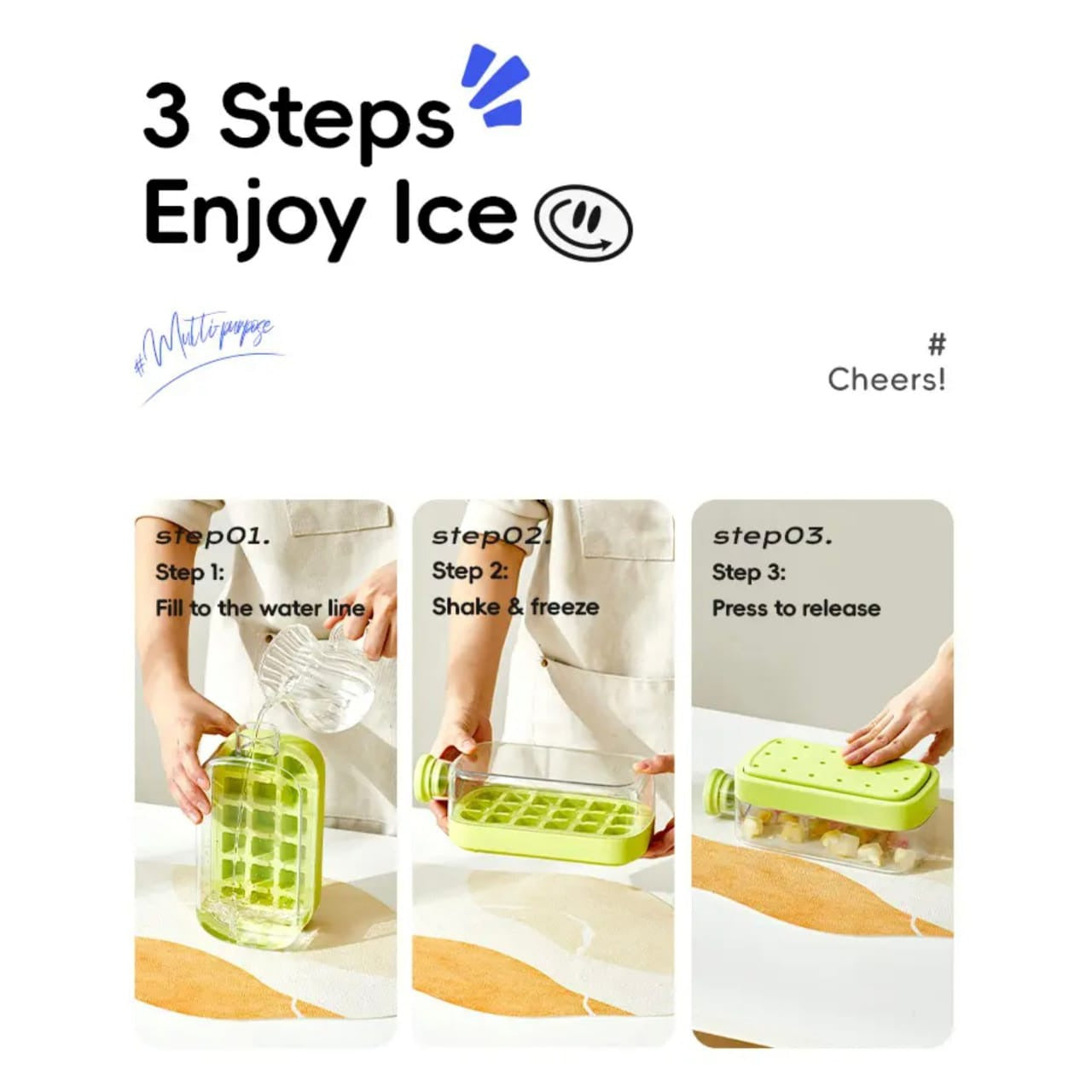 Steps in Using 2 in 1 Ice Cube Maker Water Bottle.