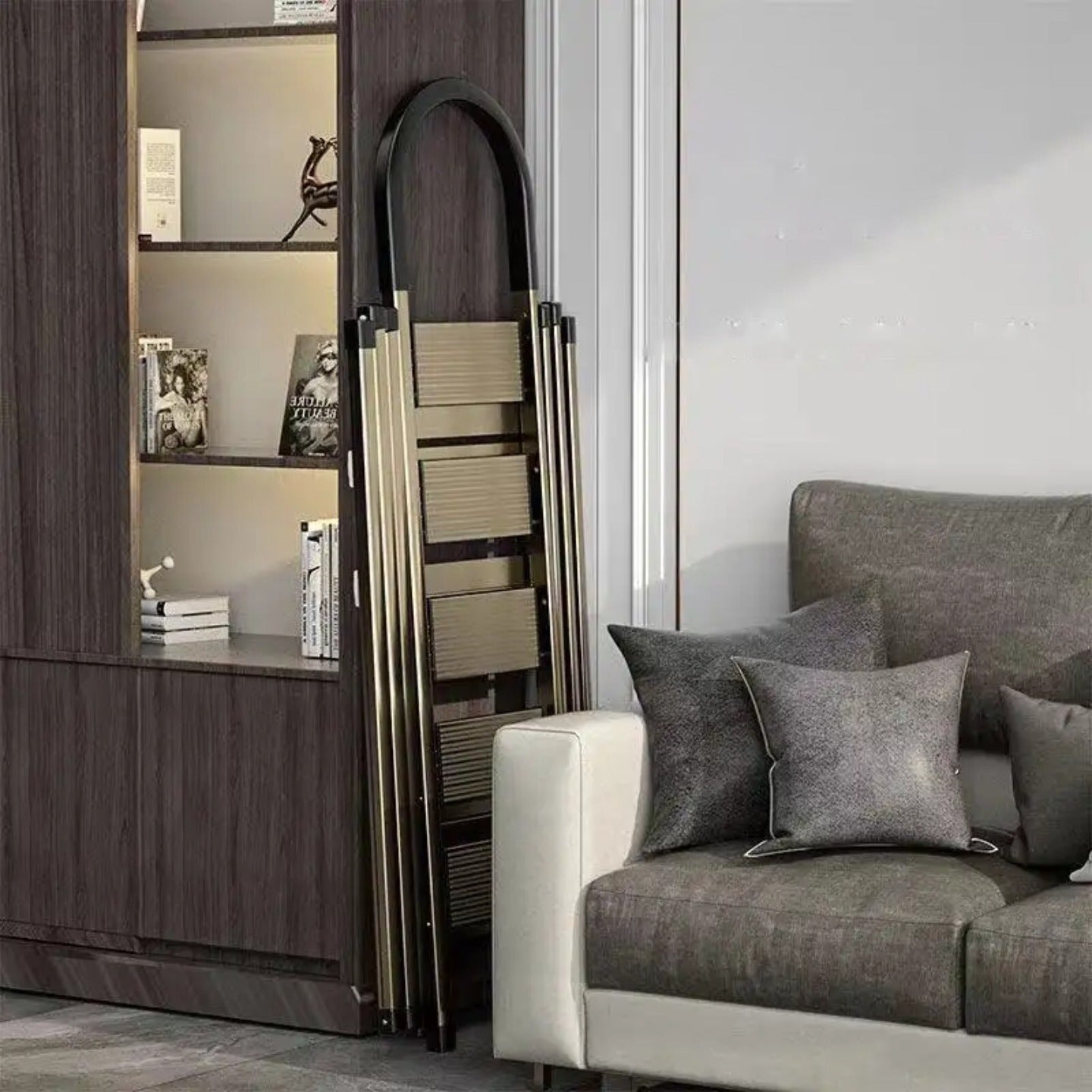 2 in 1 Ladder Cloth Drying Rack is Kept on the Corner Of the Living Area.