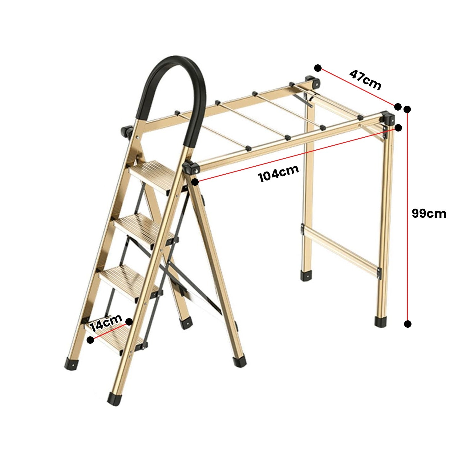 Size Of 2 in 1 Ladder Cloth Drying Rack.