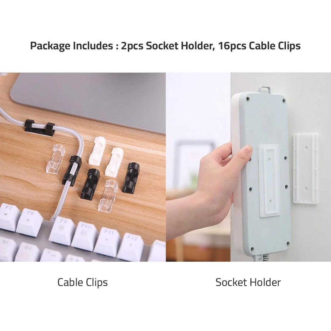 2 Pcs Wall Mount Punch Free Socket Holder