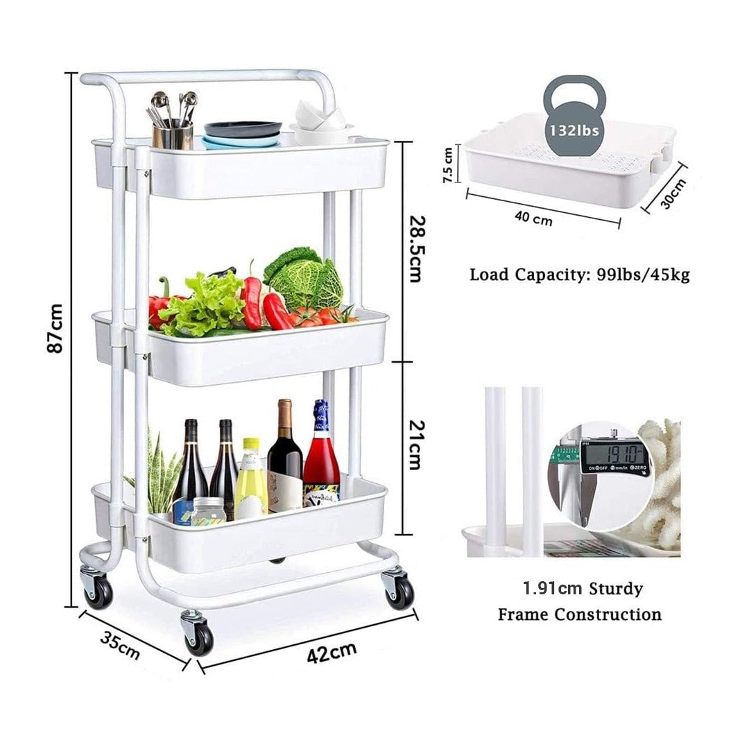 360 degree roller 3-Tier Trolley Cart Organizer best to showcase plants & pot size