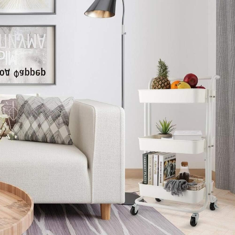 3-Tier Trolley Cart Organizer in living room near sofa