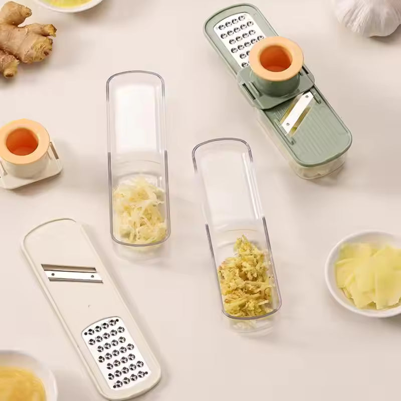 3-in-1 Triple Mini Slicers with Sliced and Grated Ginger.