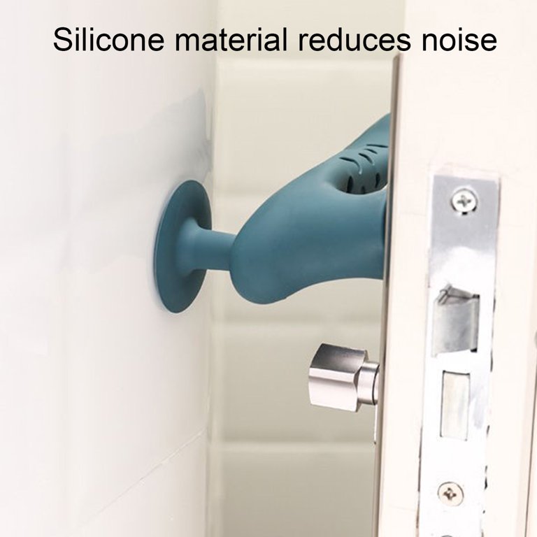 Image displaying the Suction portion of Silicone Door Knob Cover touches the wall to reduce the noise
