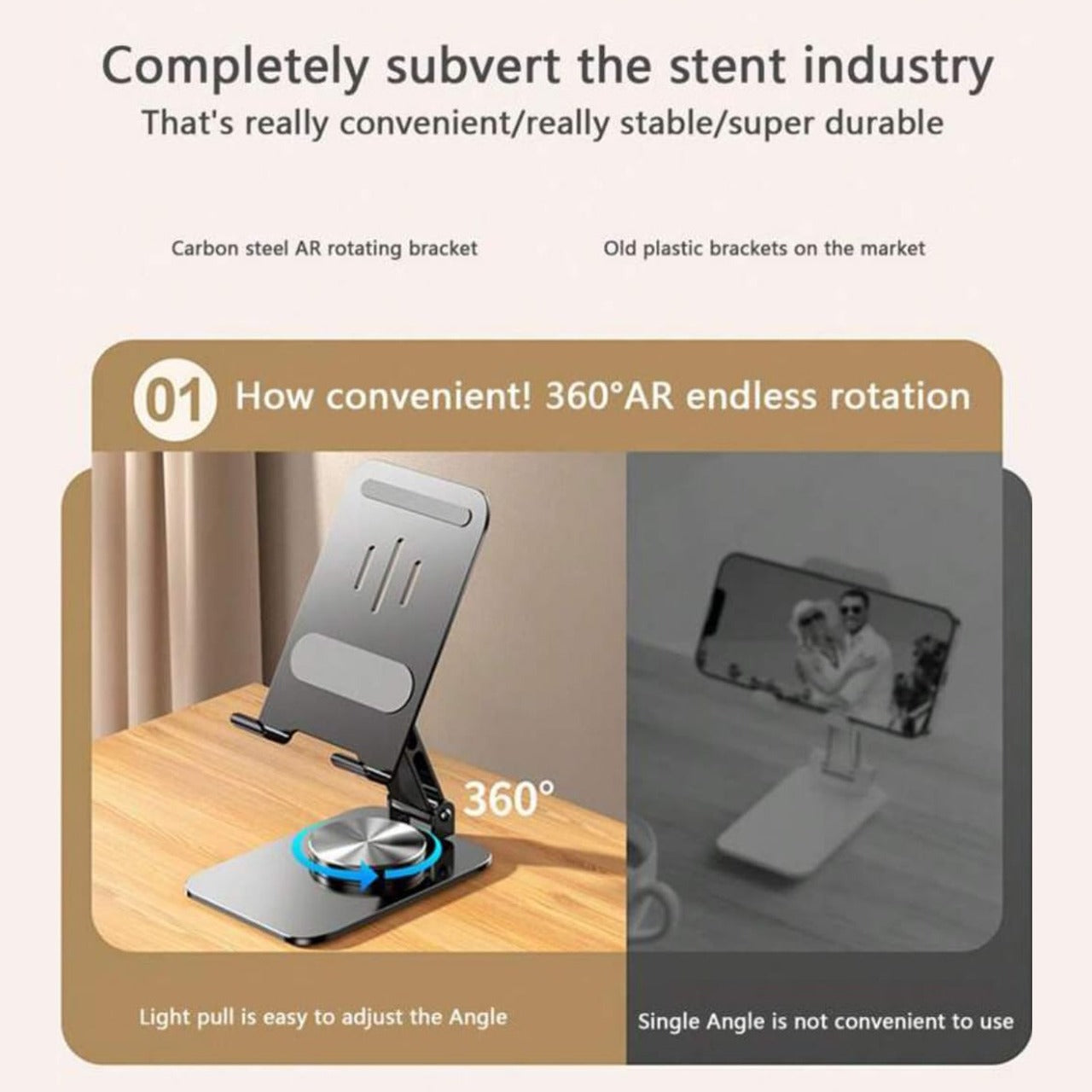 Rotation Feature Of 360 Degree Rotating Mobile Phone/ Tablet Holder Stand.