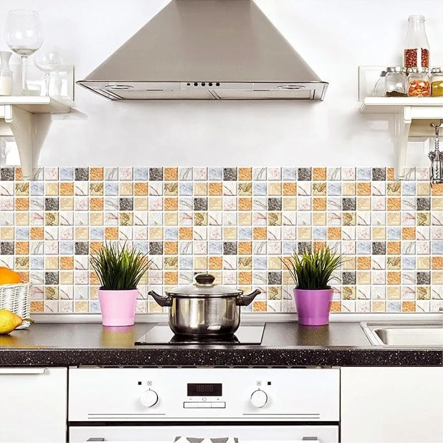 A Kitchen Wall is Protected With 3D Wall Stickers.