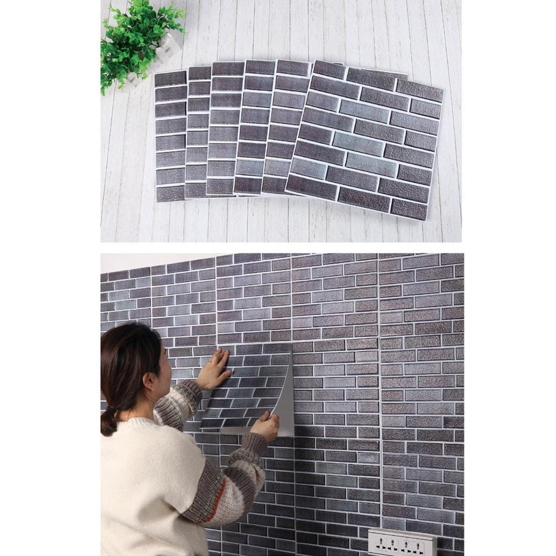 A Women is Placing 3D Wall Stickers On Wall.