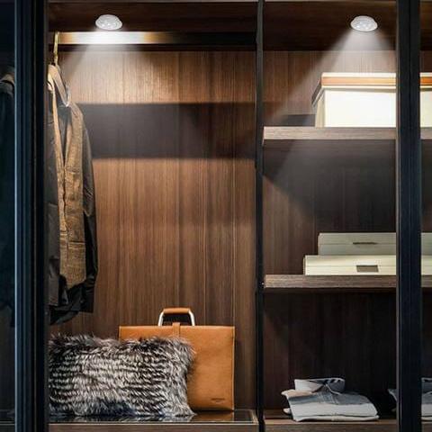 3 Pcs Dimmable LED Under Cabinet Light with Remote Control Placed Inside Wadrobe.