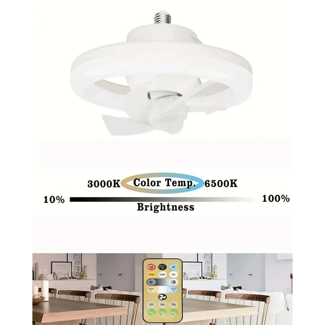 360° Rotation LED Fan Light with color themes