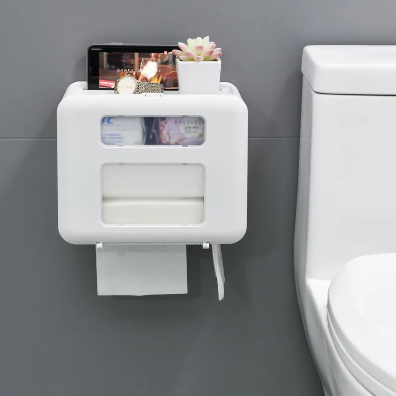 Wall Mounted Waterproof Double Layer Toilet Paper Dispenser