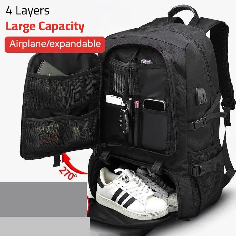 Large Capacity Travel Backpack Unisex Waterproof Bag With USB Chargin