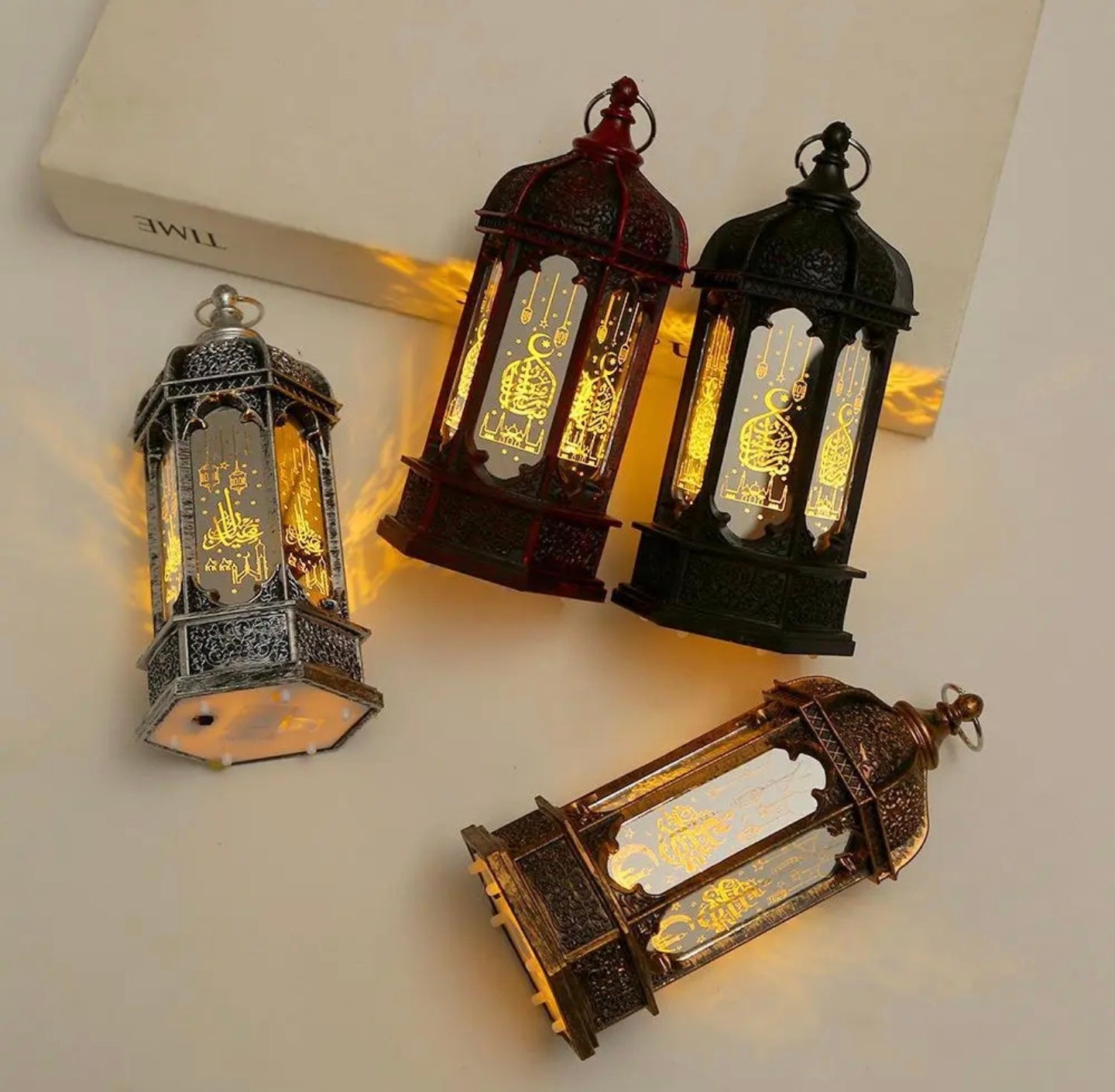A Set Of 4 Ramadan Eid Lantern Decor Lights.