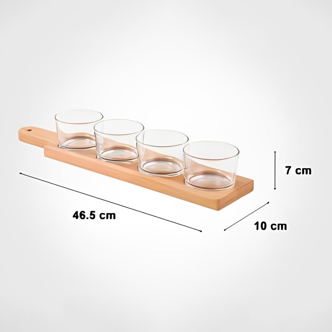 Size Of 4 Section Glass Bowl Serving Platter.