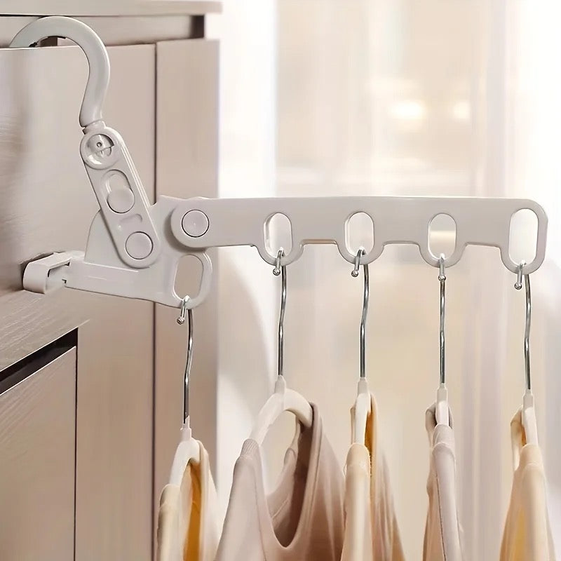 Portable Foldable Clothes Hanger - 5-Hole Hook for Indoor Outdoor Use