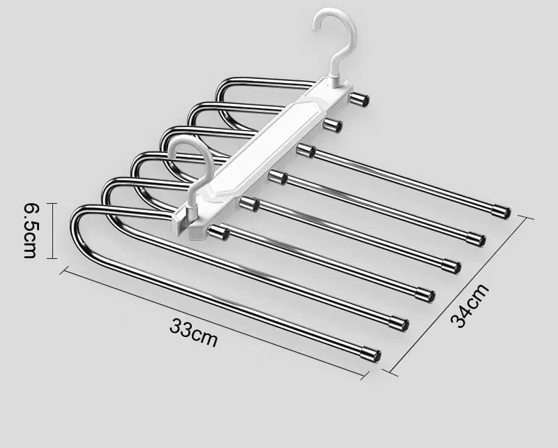 Space Saving Wardrobe Hanger, 6 Bars Multi-functional Cloth Pant Shawl Hanger