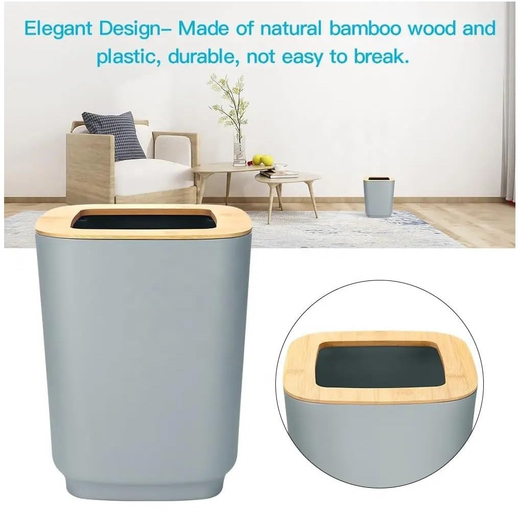 Dustbin From 6-Pcs Bathroom Accessories Set is Placed at Living Area.