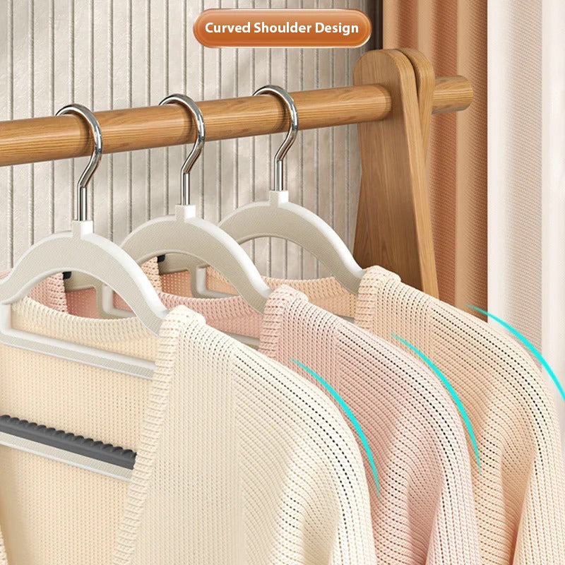 A clothing hangers displaying various garments