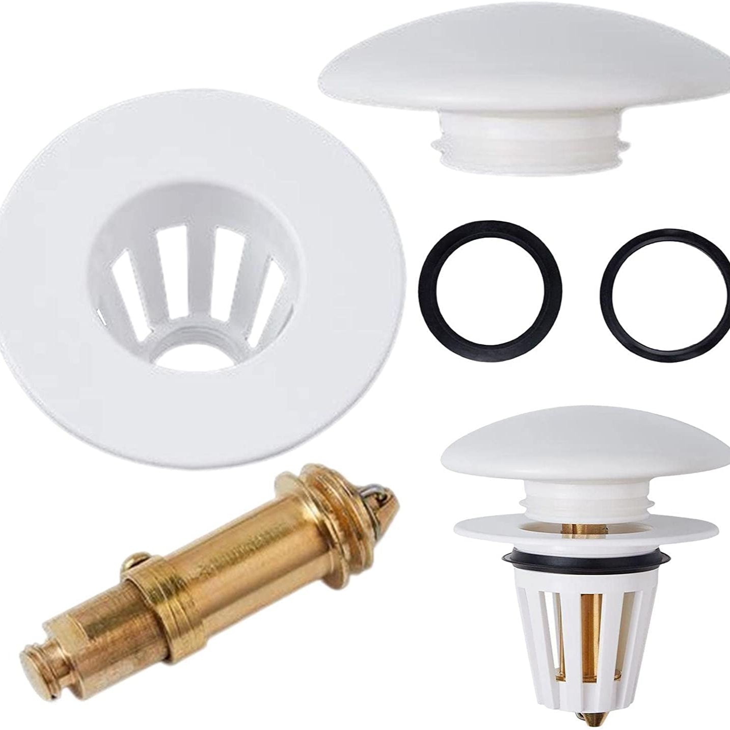 Different parts of the Bathroom Sink Stopper Drain Filter with Hair Catcher