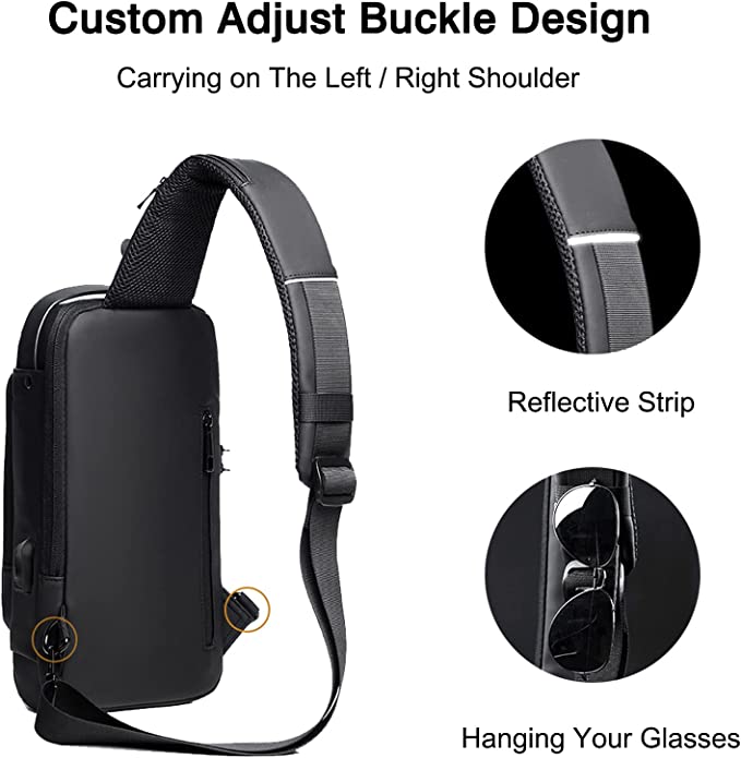 Fashion Travel Crossbody Bag Anti-Theft Shoulder Sling Bag with USB Port