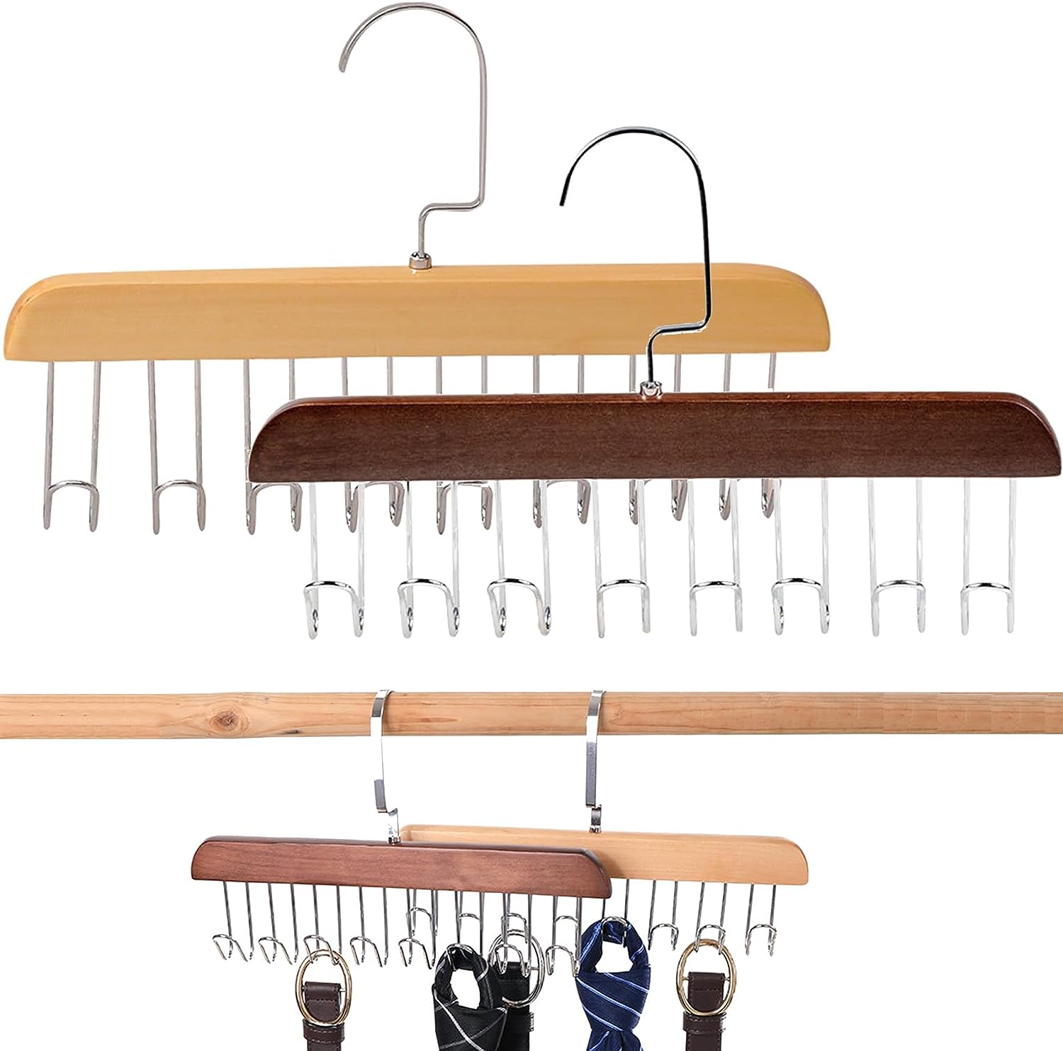 8 Hooks Non-Slip Hanger for Ties Bags Belt Scarves