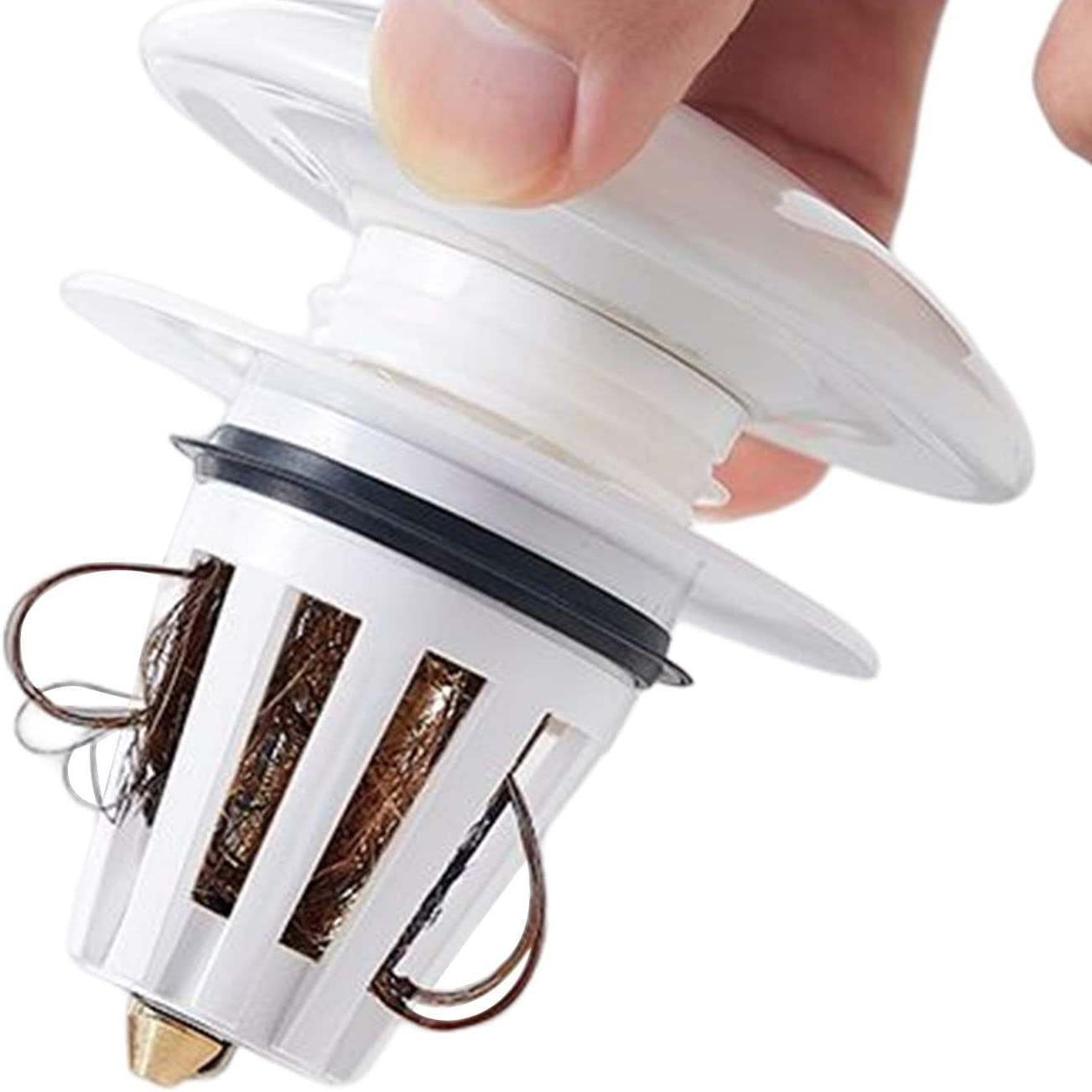 Close-up view of a Bathroom Sink Stopper Drain Filter with Hair Catcher