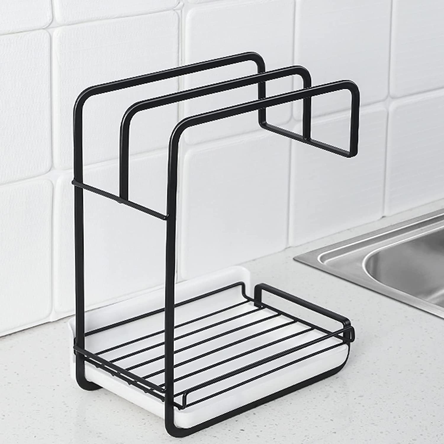Wall Mounted Kitchen Storage Stand Sink Rack Sponge Drainer Organizer