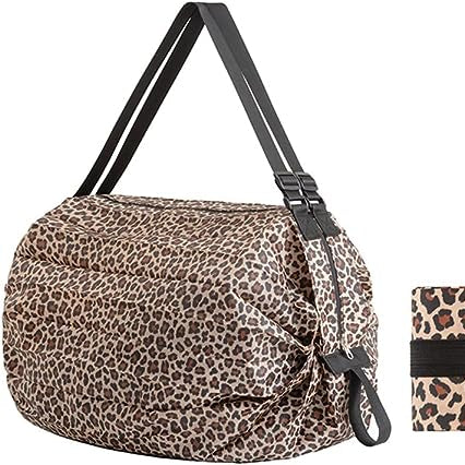 Reusable Foldable Shopping Bag in leopard
