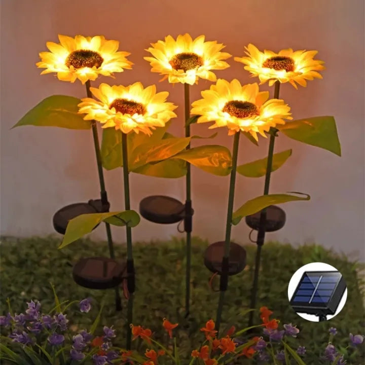 Solar Sunflowers Outside Garden Lawn Decor Light with solar power