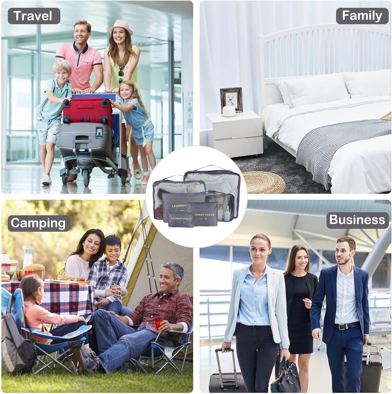 Multi Usage Scenarios Of 6 Pcs Travel Organizer Bag.