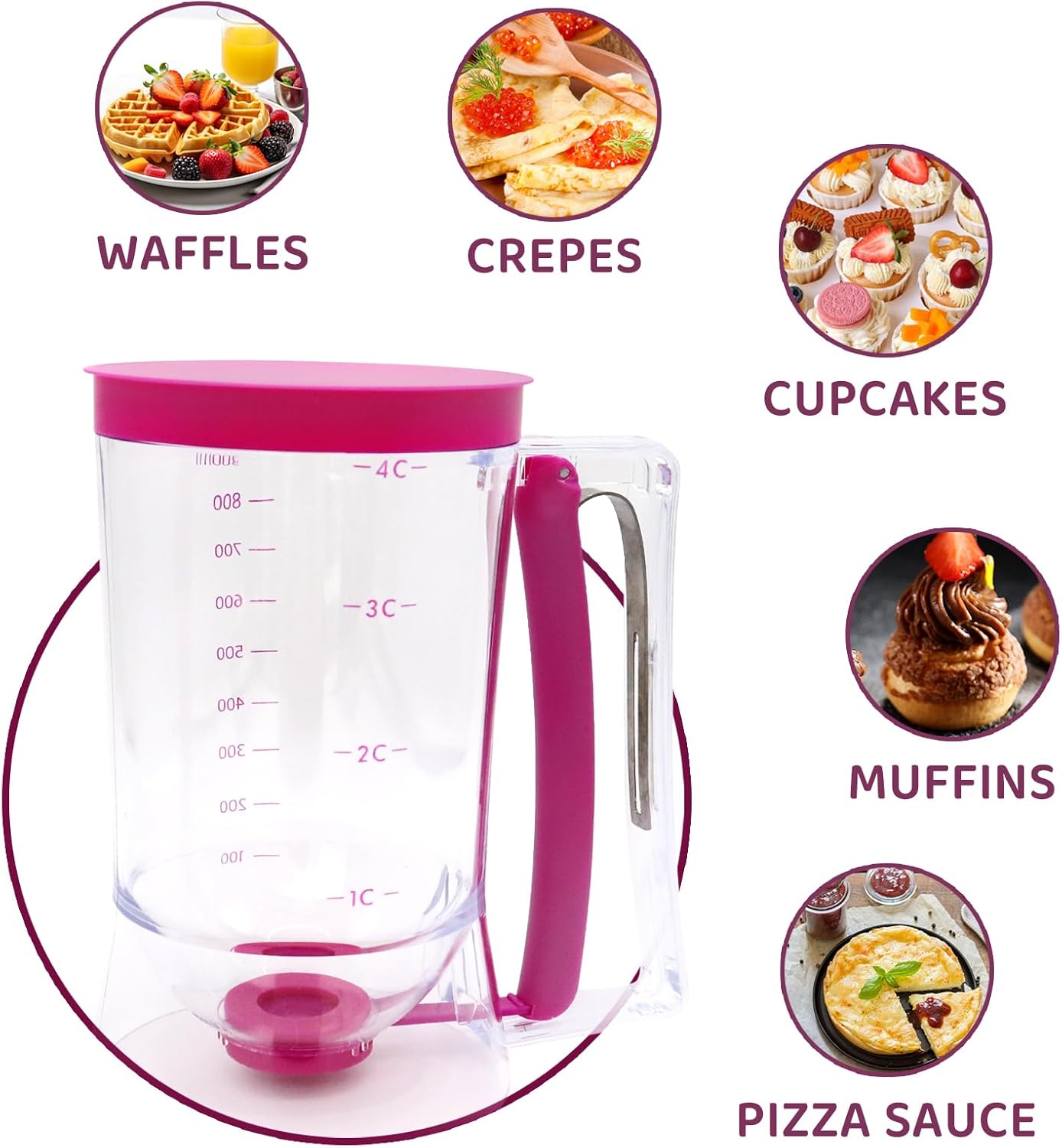 Cake & Pancake Batter Dispenser, Cupcakes & Muffins Baking tool