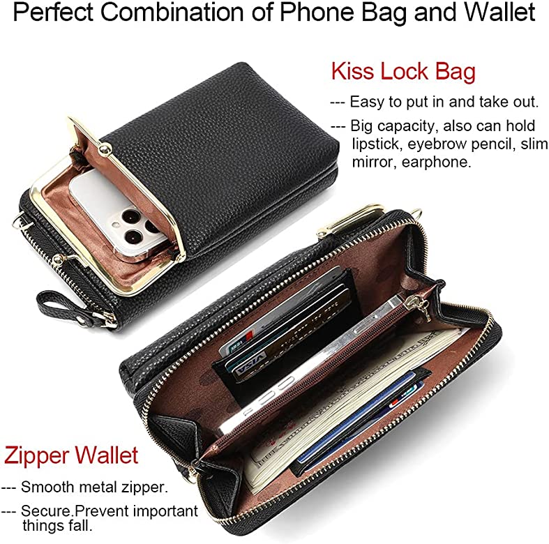 Vertical One Shoulder Mobile Phone Case Wallet Purse Bag with Adjustable Strap For Women