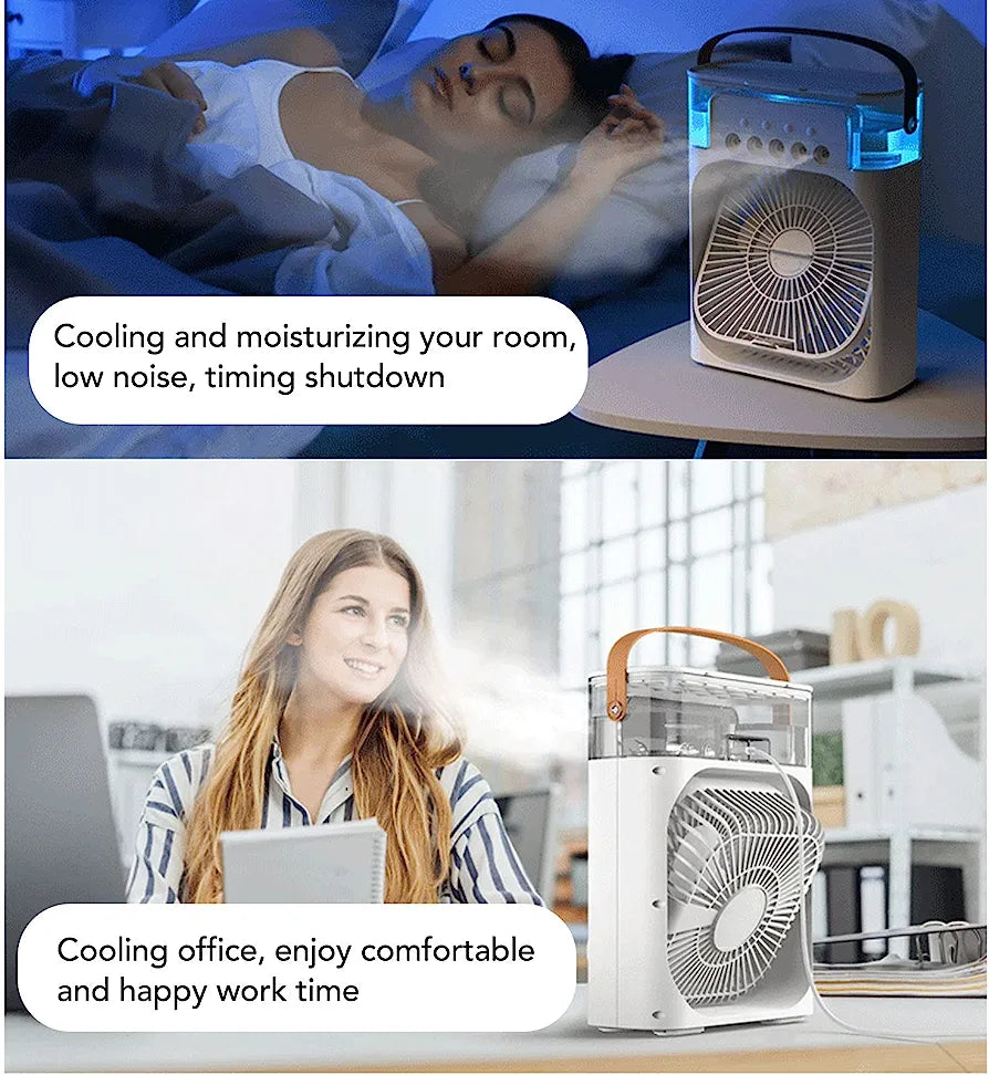 Portable Air Cooler Diffuser Desk Fan with Night Lamp and Timer