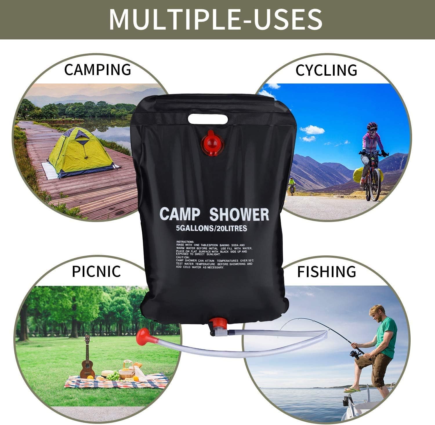 Portable Camp Shower, 5 Gallon/ 20 Liter Shower Solar Camping Bag for Summer Camping Outdoor Travel - Best Occasions To Use