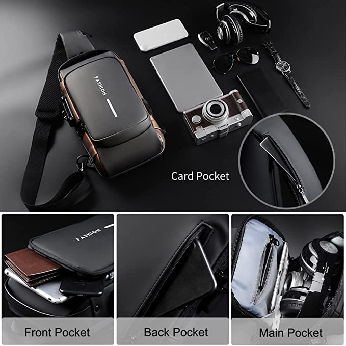 Fashion Travel Crossbody Bag Anti-Theft Shoulder Sling Bag with USB Port