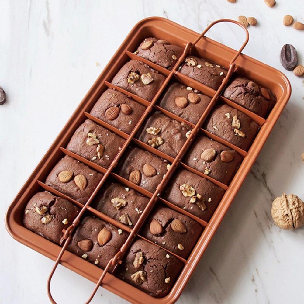 18 Pre-cut Brownies Baking Pan with some Brownies