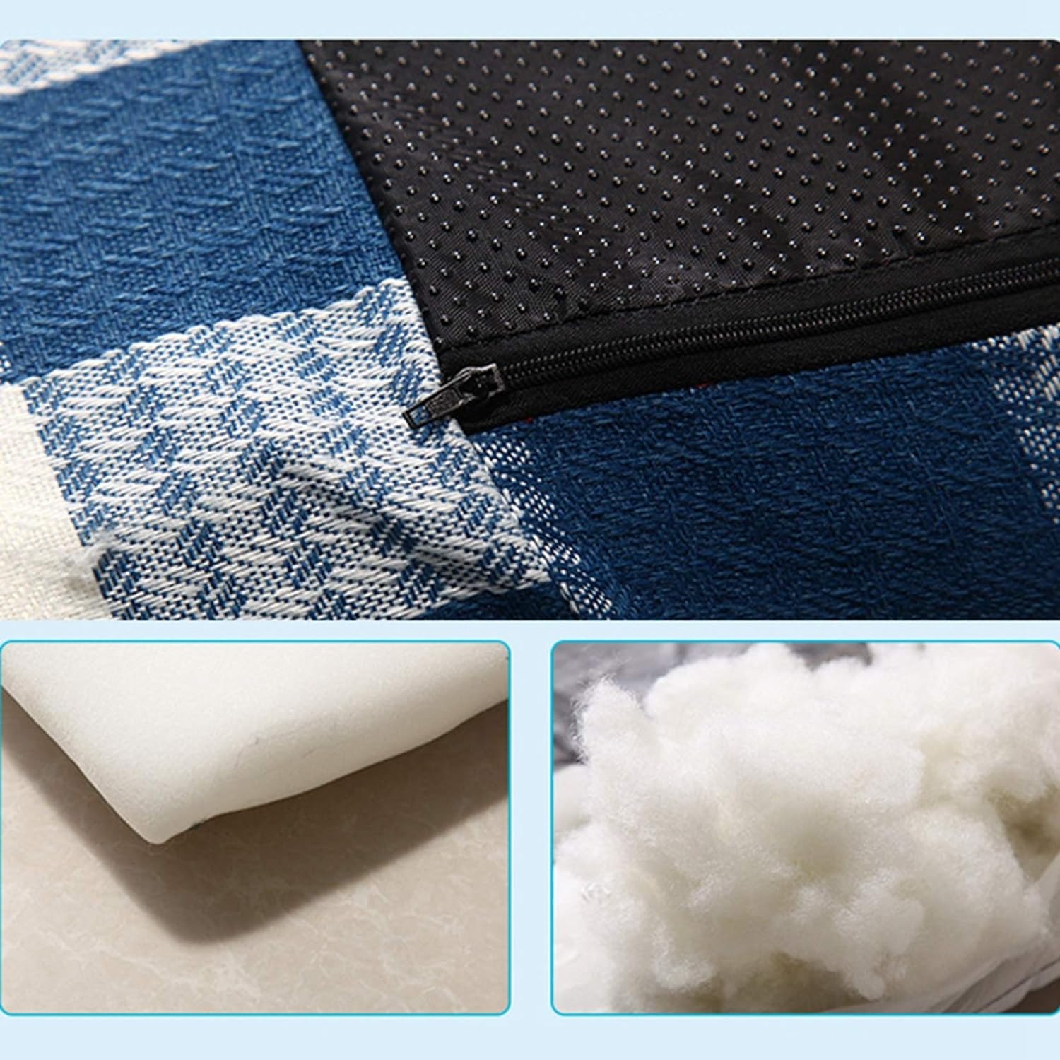 Collage image displaying the material used on a Lazy Lounge Sofa Bed