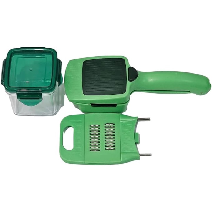 8 in 1 Vegetable Cutter Slicer Grater Set with a clear container on a white background